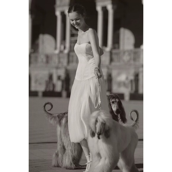 NWT Anthropologie BHLDN Strapless ALine White Satin TulleSkirt Midi Dress Size M - Picture 2 of 16